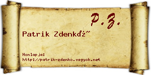 Patrik Zdenkó névjegykártya